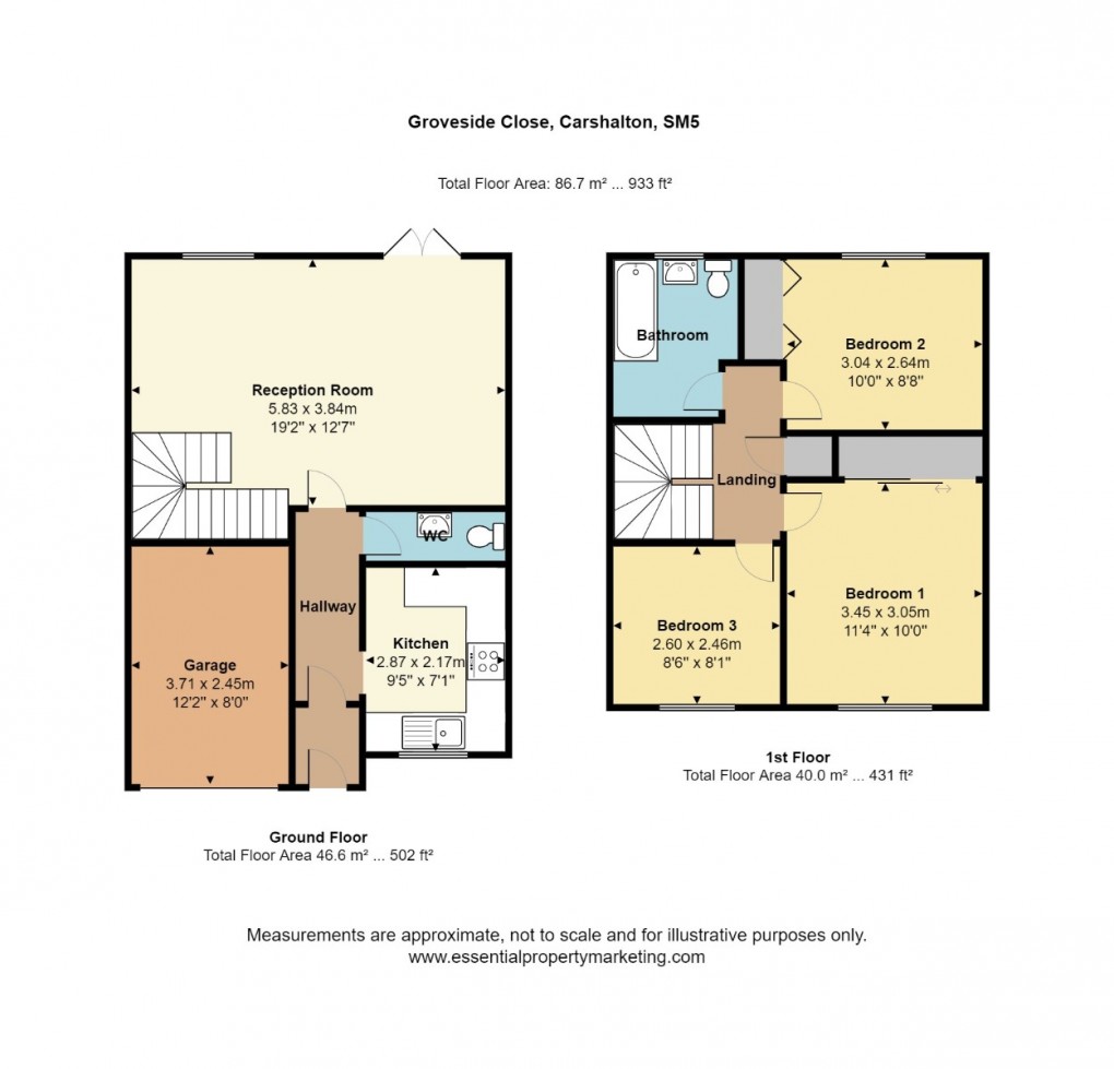 Floorplan for Groveside Close, Carshalton