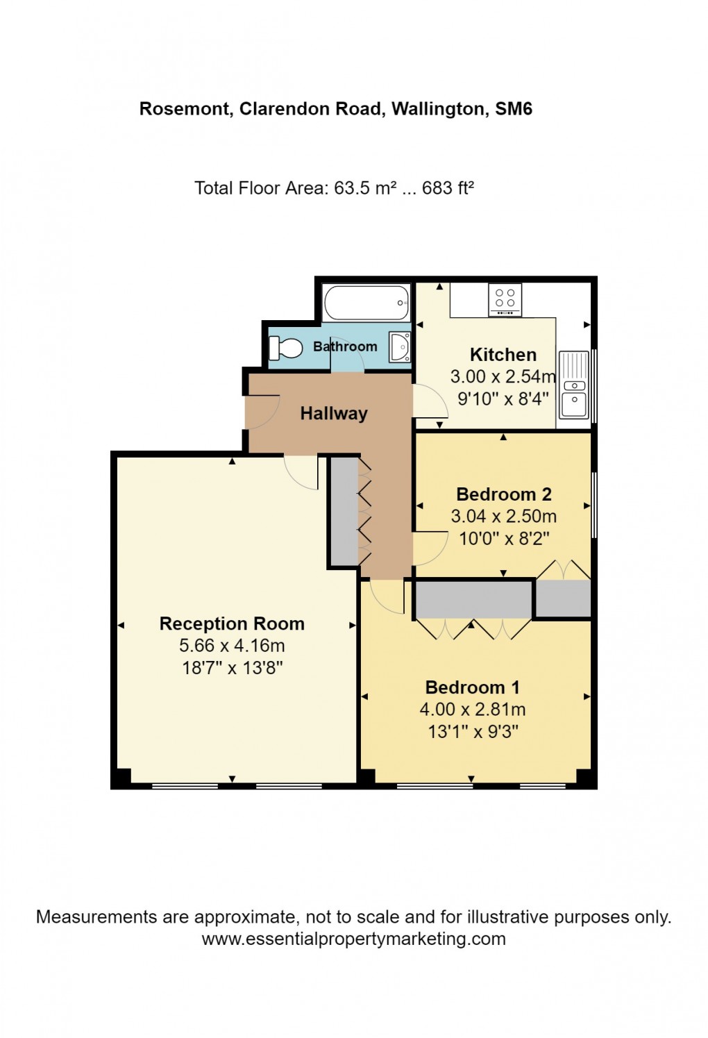 Floorplan for Clarendon Road, Wallington, Surrey